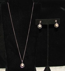 Vtg 1950-60s Sorrento Sterling Silver Filigree Pearl Necklace & Earrings Set D14