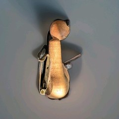 Vintage MCM Wood & Leather Cat & Mouse Pin Brooch