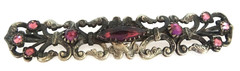 Antique Edwardian Art Nouveau Era Filigree Purple Glass Vintage Slide Buckle