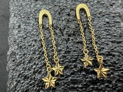 1.69g Vintage Sterling Silver 925 Star Dangle Chain Drop Earrings Jewelry M