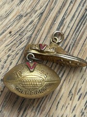 x2 Vintage 1954 Football Champions Coach Charm + Champion Cleat Shoe Gold Filled