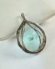Uri Ramot Brutalist Free-form Ancient Roman Glass Pendant 925
