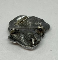 Art Nouveau Silver Plated Pewter Lady with Lotus/Waterlily Brooch Pendant
