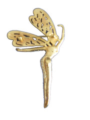 Vintage Goldtone Fairy Pixie w Silver Cubic Zirconia Wings China