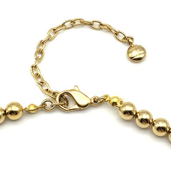 Vintage H Signed Bright GoldTone Metal Ball Beads Graduated Choker 14″ Necklace