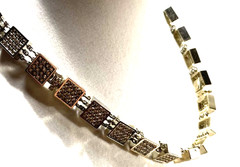 VTG Delillo Silver plate necklace w/Clear Rhinstones signed 20 1/2″ Length