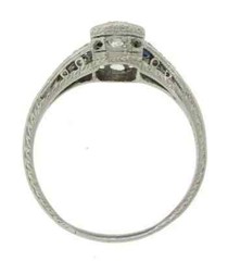 Art Deco Round Cut Lab Created Diamond Sapphire 14Ct White Gold FN Wedding Ring