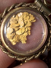 Necklace Encased 22k gold nuggets and 12k gold-filled rope border bezel & Chain