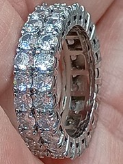 Vintage Eternity Band Ring Size 8 CZ Cubic Zirconia Multi Stone Silver Tone
