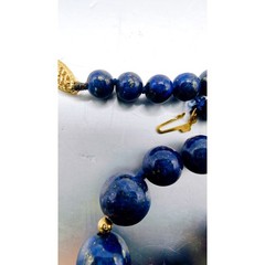 Vintage Graduated Lapis Lazuli Bead Necklace 14k Spacers Filigree Clasp 19in