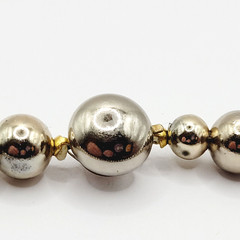 Choker Style Light Gold Tone Shiny Round Bead Vintage 1970s Necklace 15 Inch