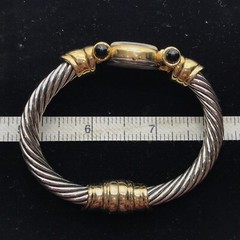 Vintage 2 Tone Twisted Cable Renasissance Quartz White Face Bracelet Watch