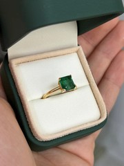 2.60 Ct Natural Emerald Art Deco Vintage Engagement Ring 14K Yellow Gold Over