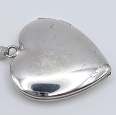 Vtg Marathon Sterling Silver Heart Locket Pendant Necklace Forever in My Heart