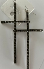 XL Long Dangle Rhinestone Cross Earrings Pierced CHOOSE from 3 Styles