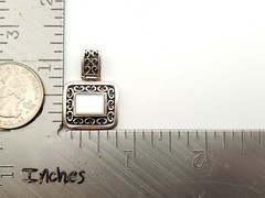 Vintage Sterling Silver Mother of Pearl Filigree Hinged Square Rectangle Pendant