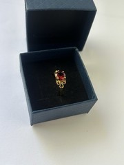 Vintage Red Cubic Zirconia Ring Gold Plated Womens Size 9