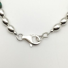 Silver Schark Handmade Sterling Silver & Turquoise Barrel Bead Bracelet 7.5” #26