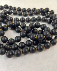 Vintage 36 In. Hand Knotted Matte Black Onyx Necklace – GOLD Threading