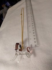 Glass Dog Pendant On 18 Inch, 2 mm Rope Chain Vintage