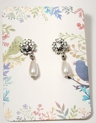 Vintage Rhinestone & Faux Pearl Drop/Dangle Pierced Earrings.