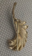 Vintage Kramer NY Gold Silver Tone Leaf Brooch Pin Textured Designer Signed