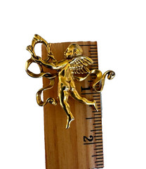 Vtg Metropolitan Museum of Art Cherub Pin 24K Gold Plated w Original Paperwork
