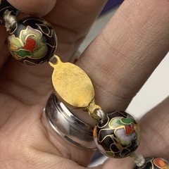 Vtg 12mm Chinese Cloisonne Knotted Bead 26″ Necklace Filigree Clasp
