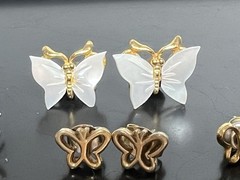 Vintage Butterfly Earrings Filigree Open Pierced Colorful Lot 6 Dainty Small See