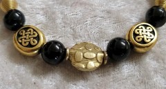 Vintage Black & Gold Toggle Clasp Bracelet 8.5in