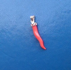 Christmas gift lucky horn Italian Silver Gold And Genuine Red Coral Mediterranea