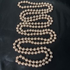 Vintage Faux Pearl Necklace Metallic Knotted Flapper Opera Wedding 8mm 68”