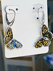 Butterfly Genuine Baltic Amber Earrings Vintage Egg Yolk Butterscotch Polish 老琥珀