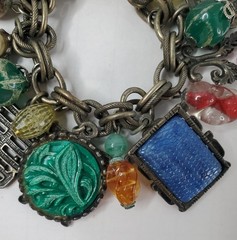 Vintage Asian Inspired Themed Chunky Charmed Bracelet 7″