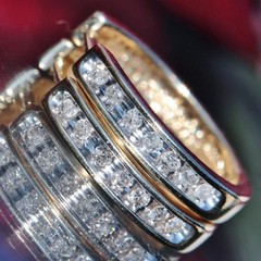 10k yellow gold earrings 0.20ct diamond 0.66″ hinged hoop vintage 2.9gr N26154B
