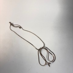 Vintage Napier Necklace Silver Tone Bow Herringbone Chain 90s Statement