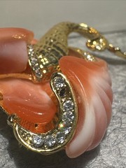 Vintage Hattie Carnegie Gold Mermaid Coral & Pink Rhinestone Brooch “RARE”