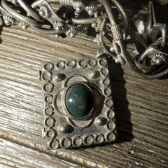 Vintage Etruscan Revival 800 Silver Fob Charm Bracelet Art Glass Stones 8″ Long