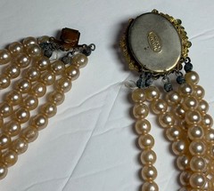 Signed Miriam Haskell 5 Strand Faux Pearl Necklace Classic Elegance AS IS