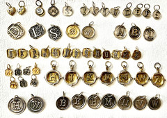 Vintage Waxing Poetic Sterling Silver Charms Initial Seal Insignia Letters