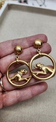 Rare Jackie Collins Brushed Goldtone Panther Earrings
