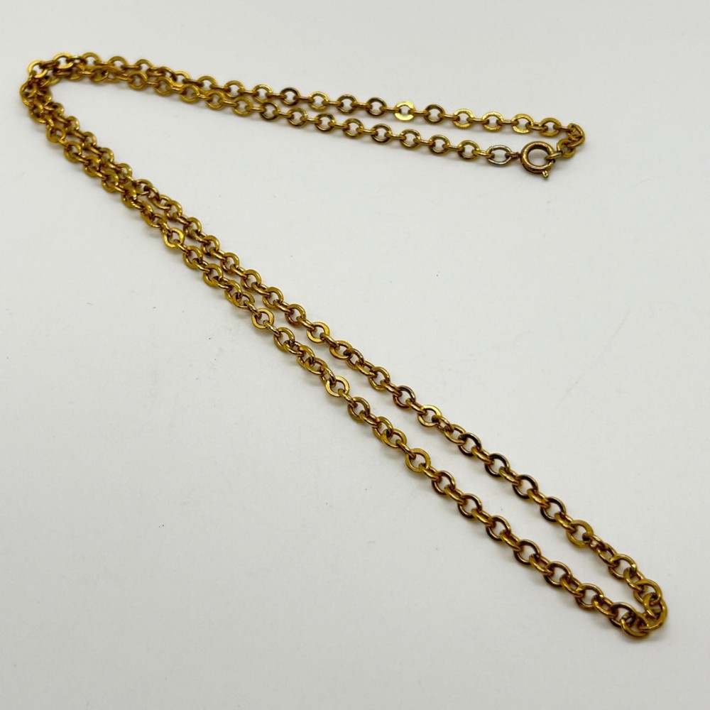 Vintage Gold Tone Rolo Link Chain Necklace 24″ Round Links Spring Ring Clasp 24″