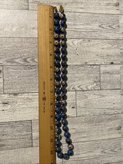 Vintage Cloisonne Bead Necklace Chinese Export Blue Pink Red Flower Beaded 25”