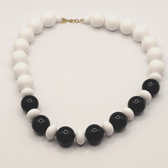 Monet Professional Career Black & White Beaded Vintage Necklace & Bracelet Set