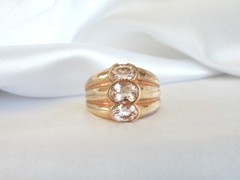 Sterling Silver 925 Gold on Natural Irradiated Morganite Ring Size 9