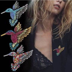 Shiny Rhinestone Bird Brooch Pin Women Men Hummingbird Animal Elegant Brooches