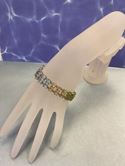 STERLING SILVER BRACELET 7″ AMETHYST CITRINE PERIDOT BLUE TOPAZ GENUINE STONES