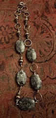 Vintage Labradorite Necklace Mixed With Silver Tone Metals And Faceted Beads.