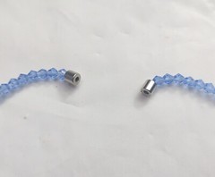 Vintage Beaded Necklace Light Blue Faceted Beads Hearts Magnetic Clasp Jewelry