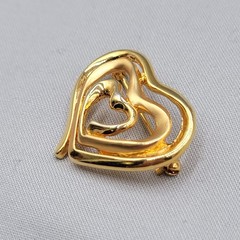 Vintage Triple Heart Danecraft Brooch Gold Plated 1.25″